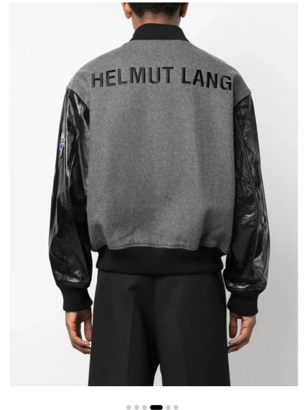 Helmut Lang Men's Gray Logo Varsity Bomber Jacket